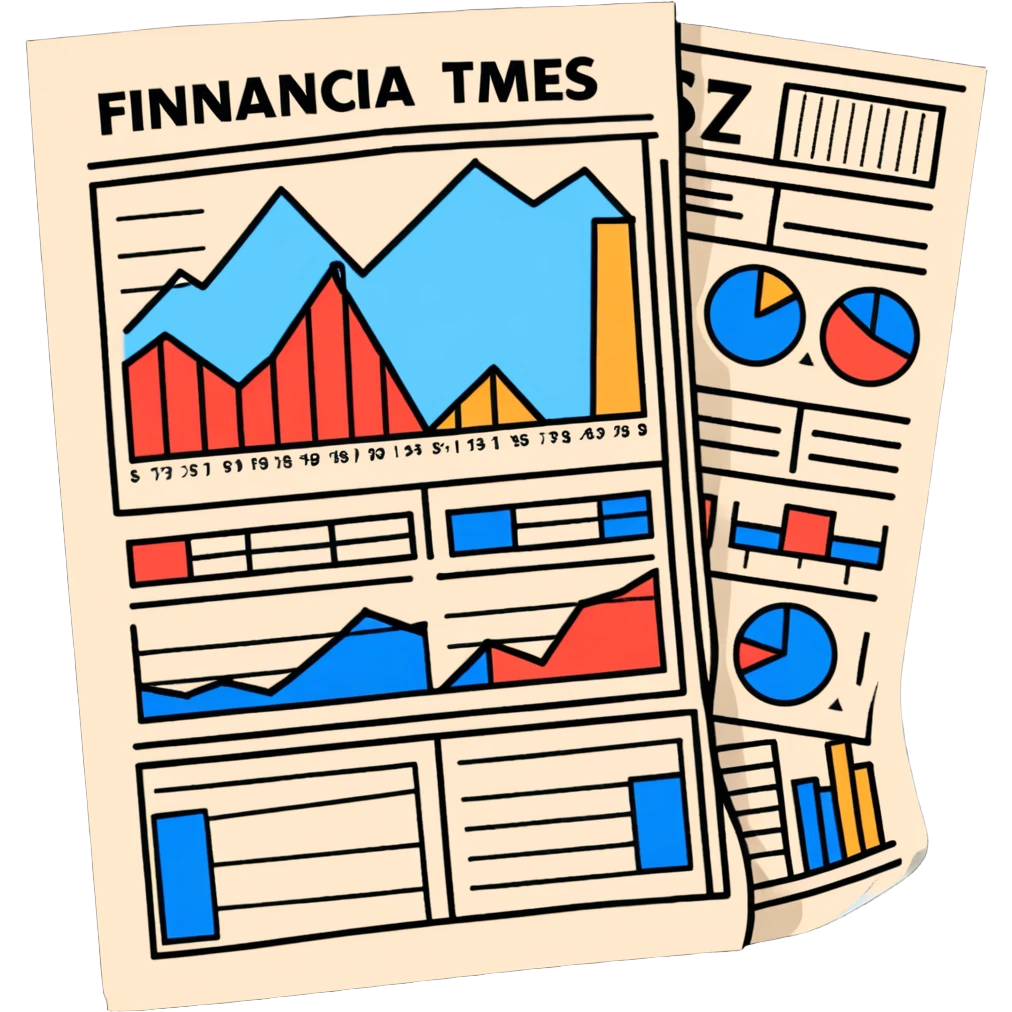 Financial Times newspaper with charts and graphs emoji