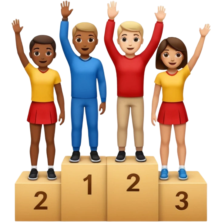 show people on podium in first, second and third place emoji