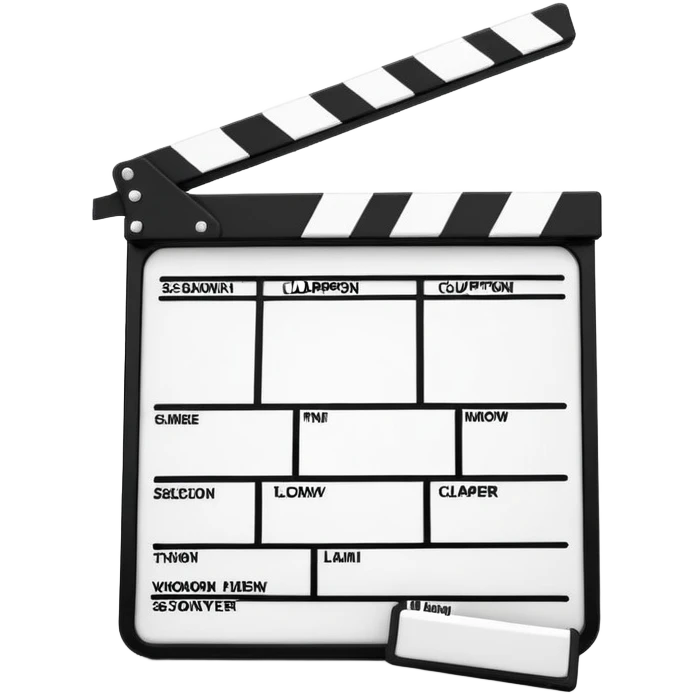 minimalist film clapperboard, simple movie slate with clear black and white design, classic cinema clapper emoji