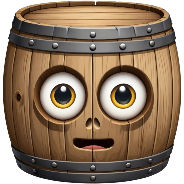 Wooden barrel with eyes  emoji