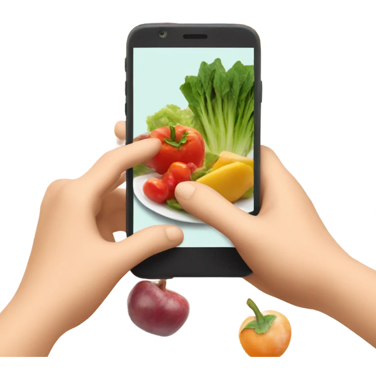 hand taking picture of healthy food emoji