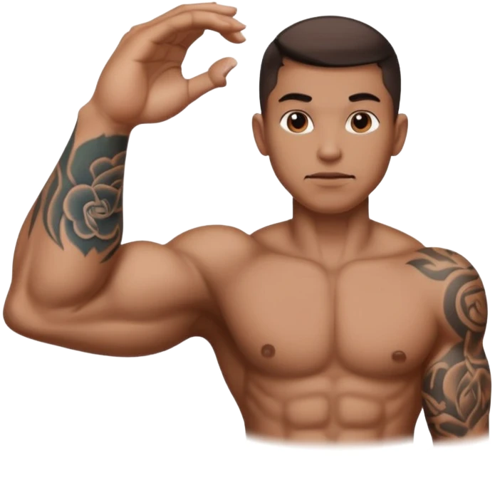 hand muscle that has a tattoo on it emoji
