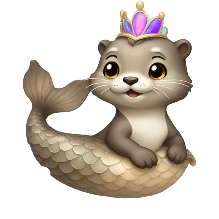 A cute and happy otter face as a mermaid princess. emoji