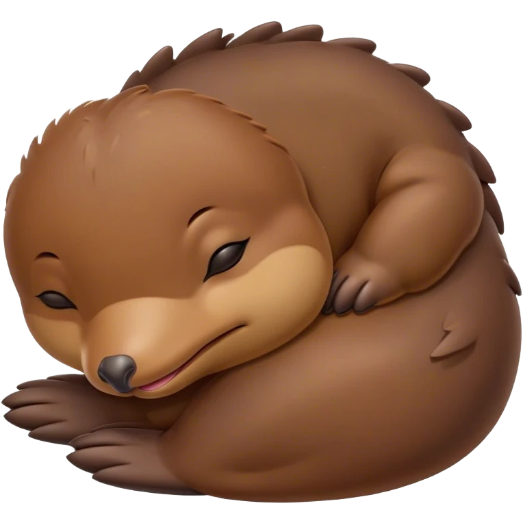 Meme-Worthy Cute Sleeping Platypus Portrait Emoji, Head resting peacefully with a contented smile, showcasing a unique, streamlined build and a luxuriously soft brown fur, eyes shut in a serene, restful float, Simplified yet hilariously adorable features, highly detailed, glowing with a soft, drowsy light, high shine, relaxed and utterly lovable, stylized with an air of playful laziness, bright and heartwarming, soft glowing outline, capturing the essence of a comically sleepy platypus, so meme‐worthy it feels like it could instantly become the next viral sensation of adorable slumber! emoji