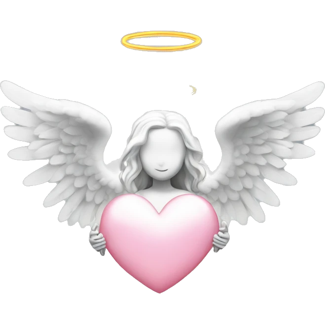 White angel heart with wings and halo emoji