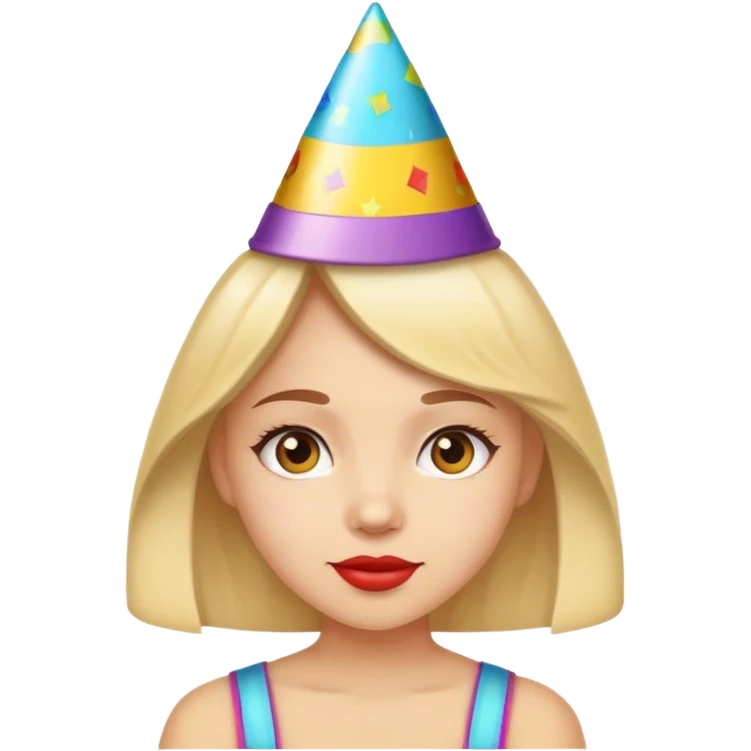 Girl wearing a party hat emoji