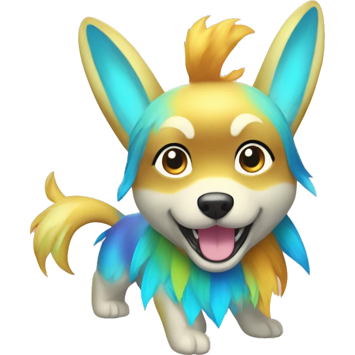 Colorful Gardient Shiny Electric Dog Pokémon emoji