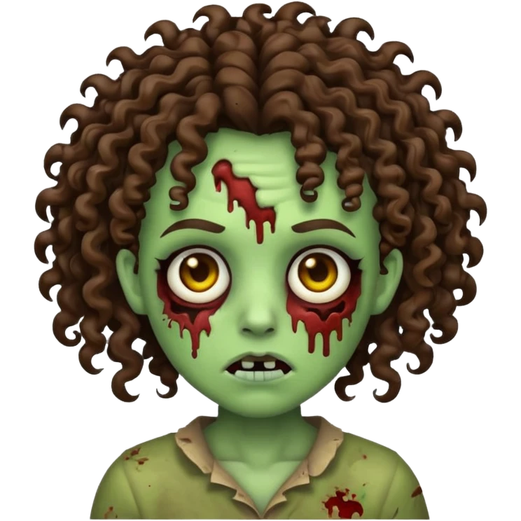 zombie emoji with mixed black and brown curly hair emoji