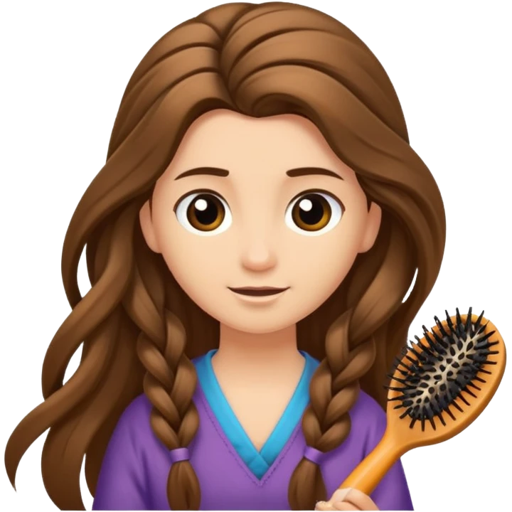 hair brush with hair emoji