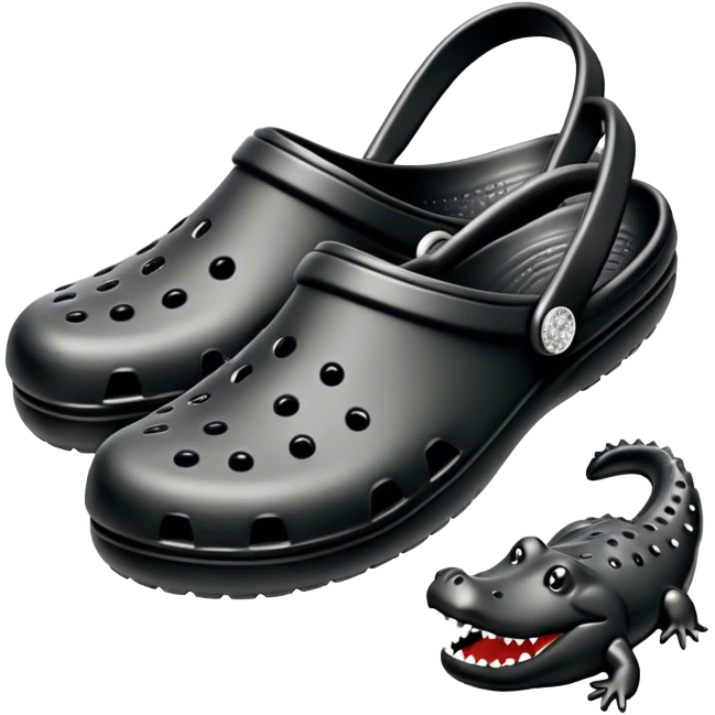 Black crocs with silver charms emoji
