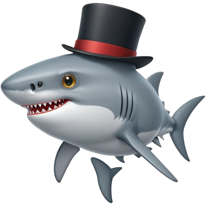 Shark with a top hat emoji