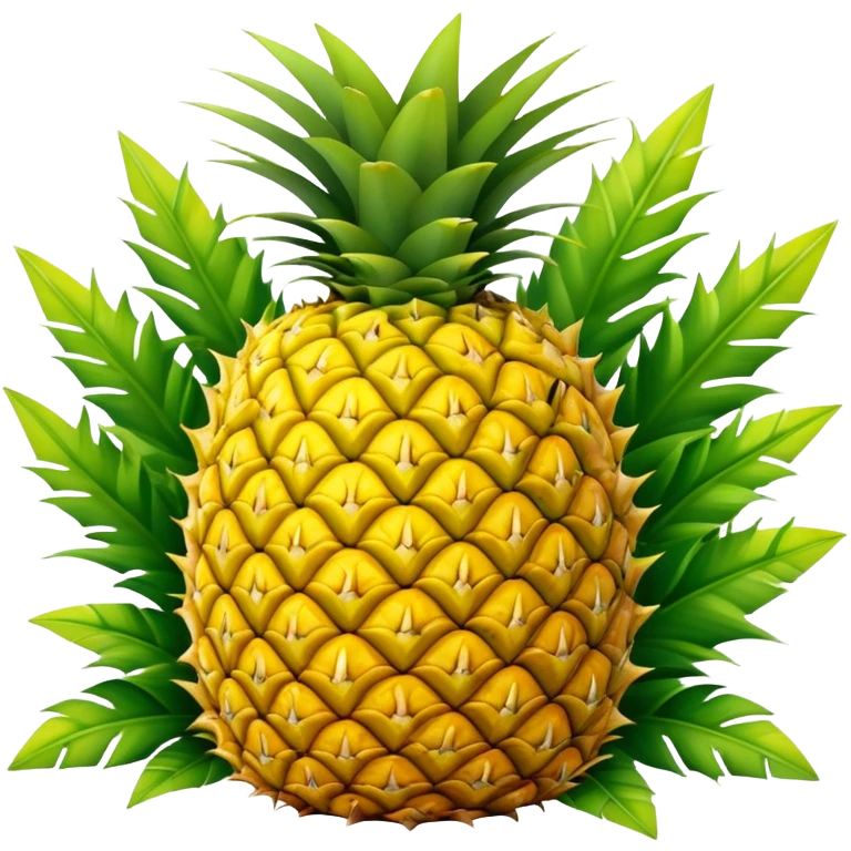bright yellow pineapple with green leaves emoji