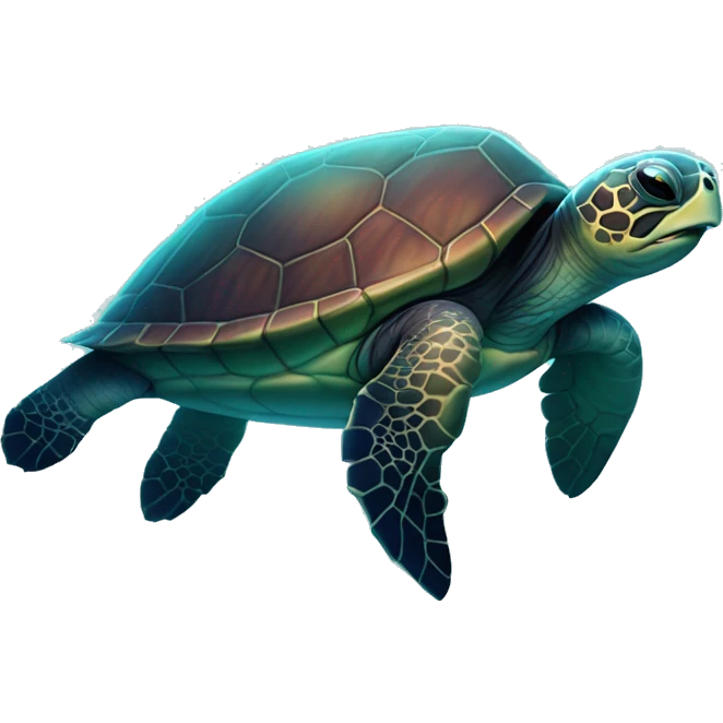 Dark iridescent sea turtle glowing emoji