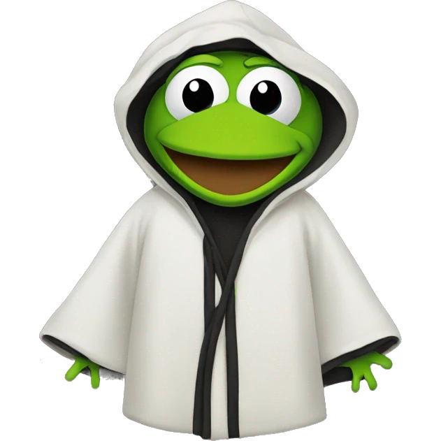 Kermit the frog in a black hooded robe emoji