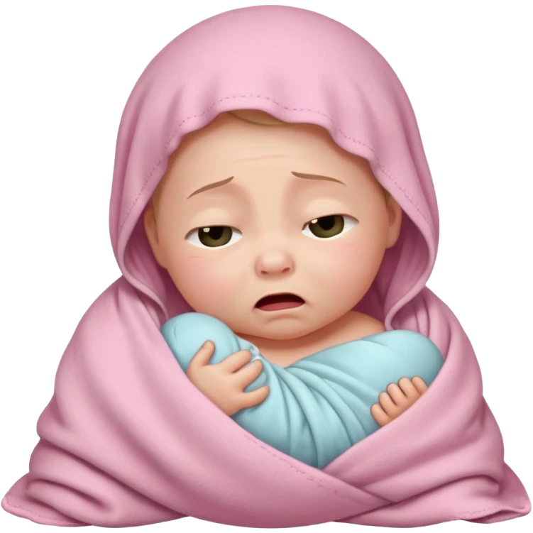 a swaddled baby crying emoji