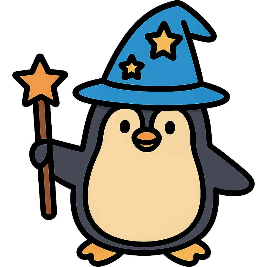 A penguin wizard. emoji