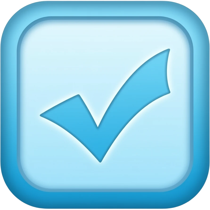 A check mark inside of a blue square emoji