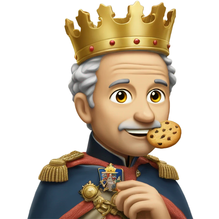 The king of England, eating a very dry cookie emoji