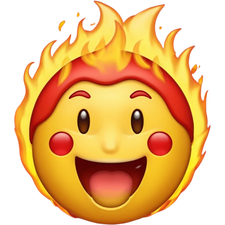 Crée moi un emoji qui crache du feu par la bouche et qui est en colère avec le front tout rouge et les emoji normal jaune là tout rond emoji