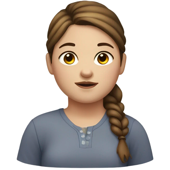 Chubby girl with highlighted brown hair in a pony tail with freckles and hazel eyes  emoji