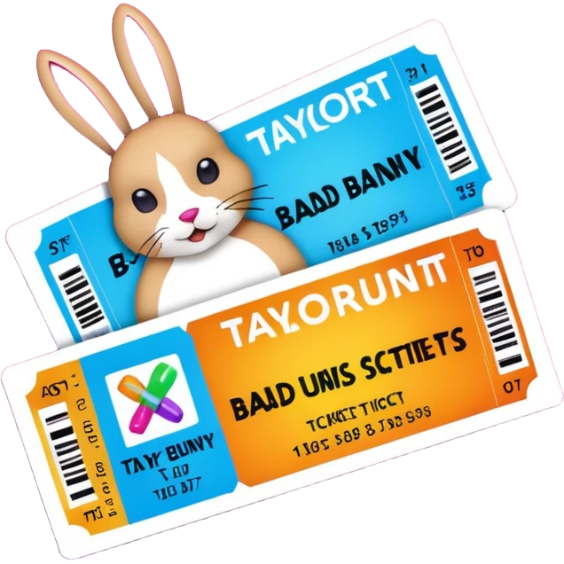 bad bunny and taylor swift concert tickers emoji