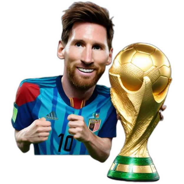 lionel messi with the world cup emoji