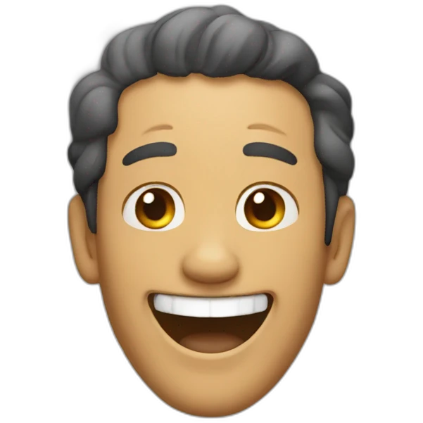 a man laughing at a no ear dog emoji