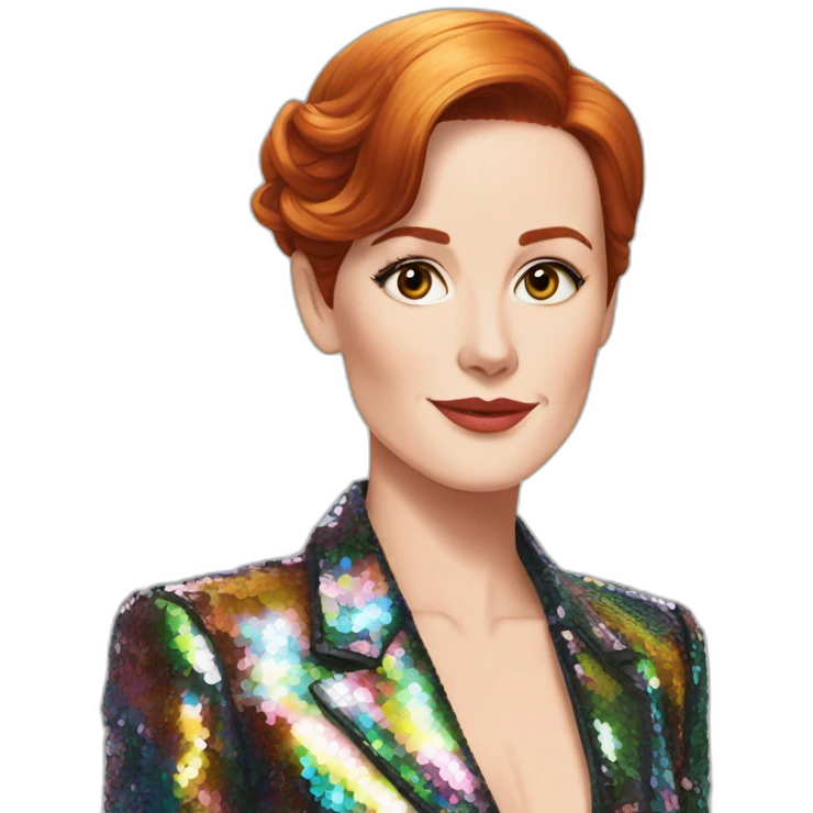 Audrey fleurot straight hair back with multicolored sequined suit emoji