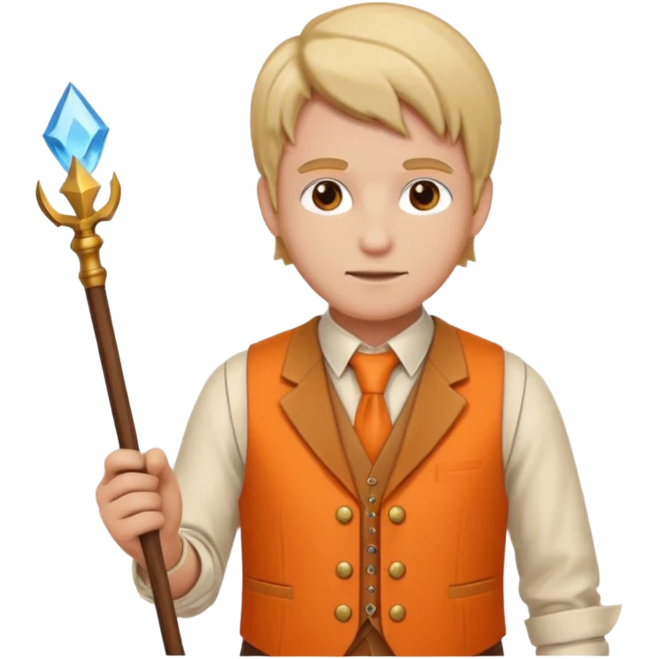 Draftsman in orange waistcoat holding a wand emoji