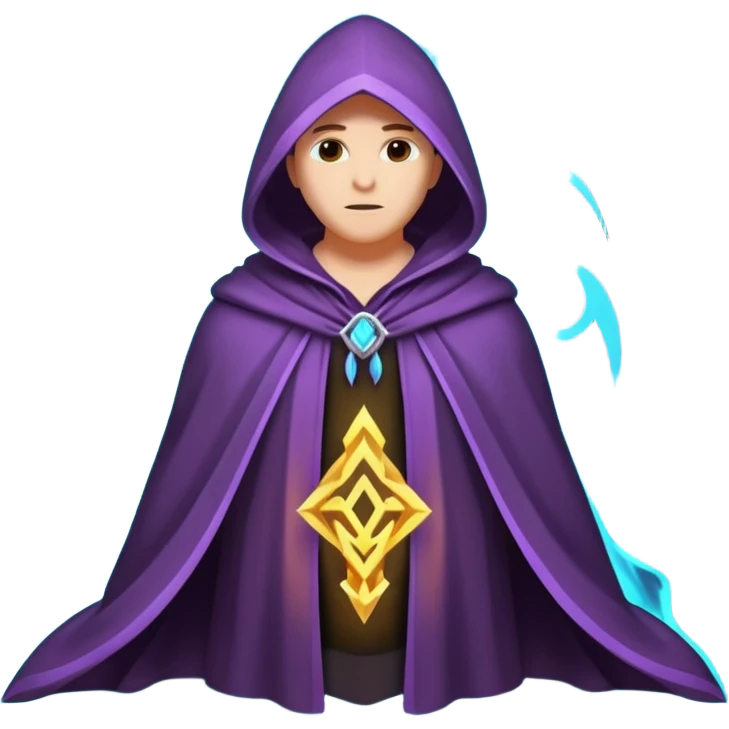 magical hooded cloak object icon, glowing runes on fabric, mystical aura, fantasy cloak, 3D cartoon, mobile game icon style, centered, clean background, no text, no watermark
 
 emoji