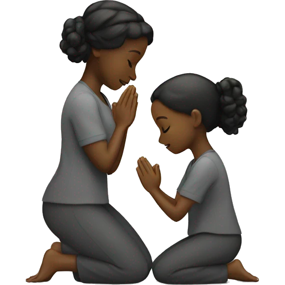 Two black girls praying kneeling  emoji
