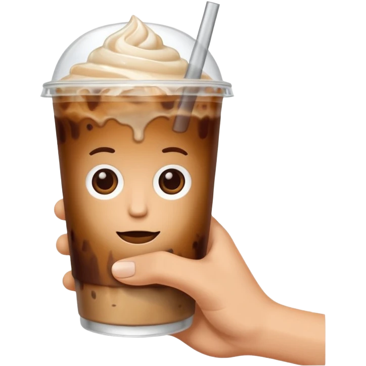 a white hand holding an iced coffee but just the hand and the cup emoji