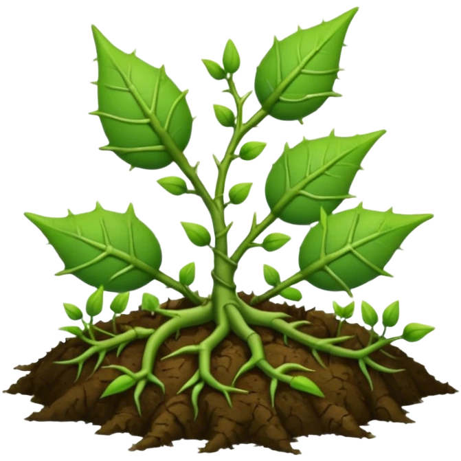 green vines with thorns sprouting from the ground, 3D, extremely detailed, natural elements emoji