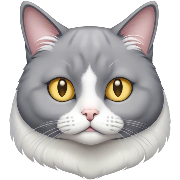 A sad gray tuxedo cat emoji