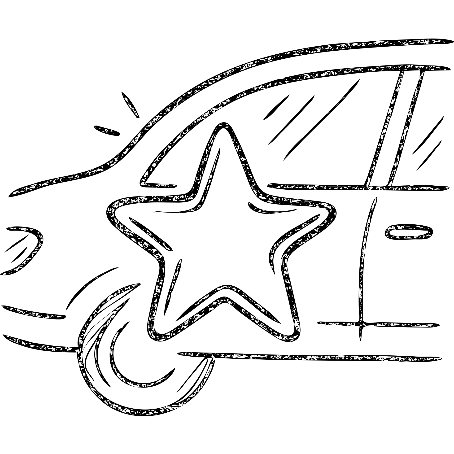 hand-drawn outlined icon of a small bright star on a glossy black car surface, subtle reflections, gold or silver details, clean and modern emoji