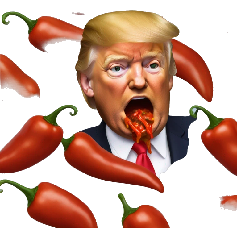 Trump eating chilli emoji