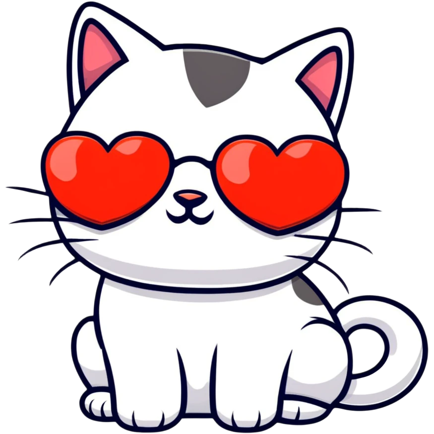 Cat wearing rainbow heart-shaped sunglasses emoji