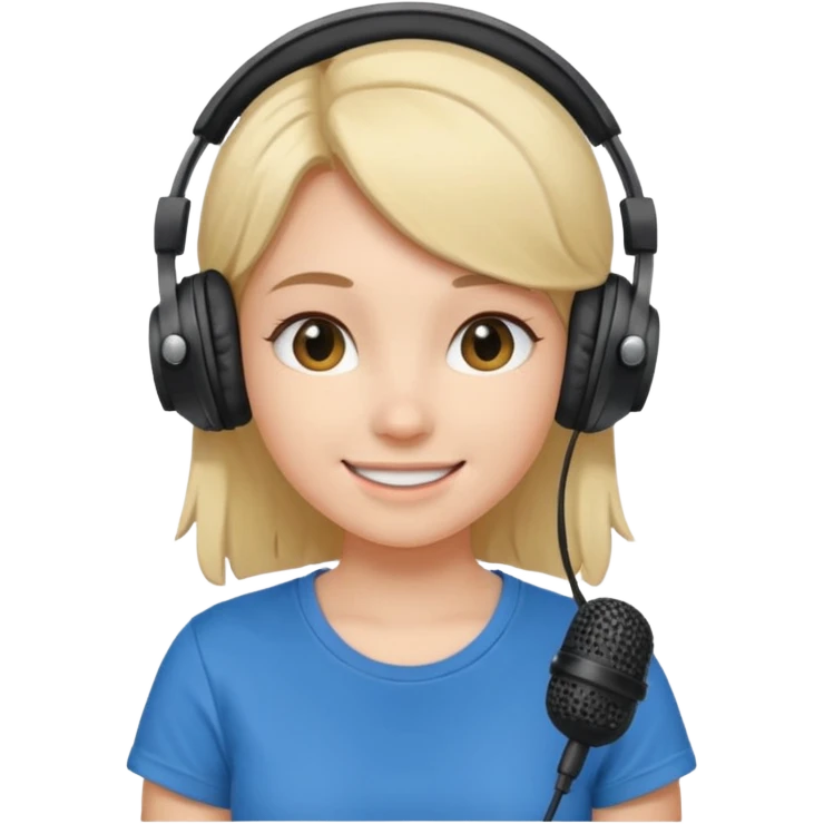 Female, shy, wearing headphone having mic, t-shirt 


 emoji