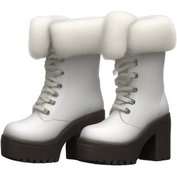 Platform Demonia High boots white fur emoji