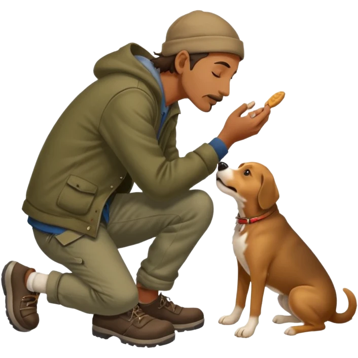 a homeless man licking dogs feet emoji