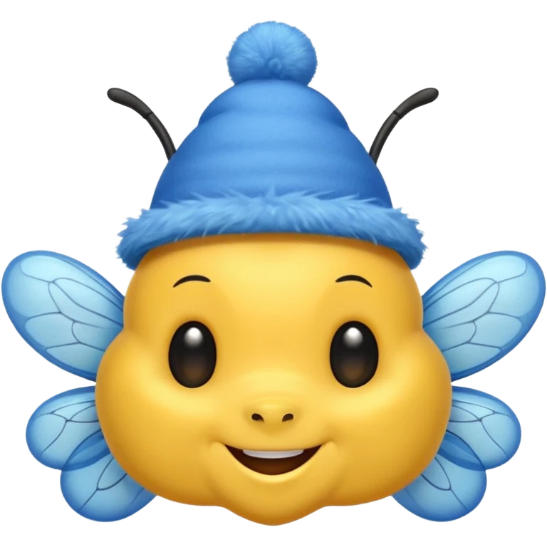 
Bees with blue Birthday Hat, Happy bee with striped party hat emoji