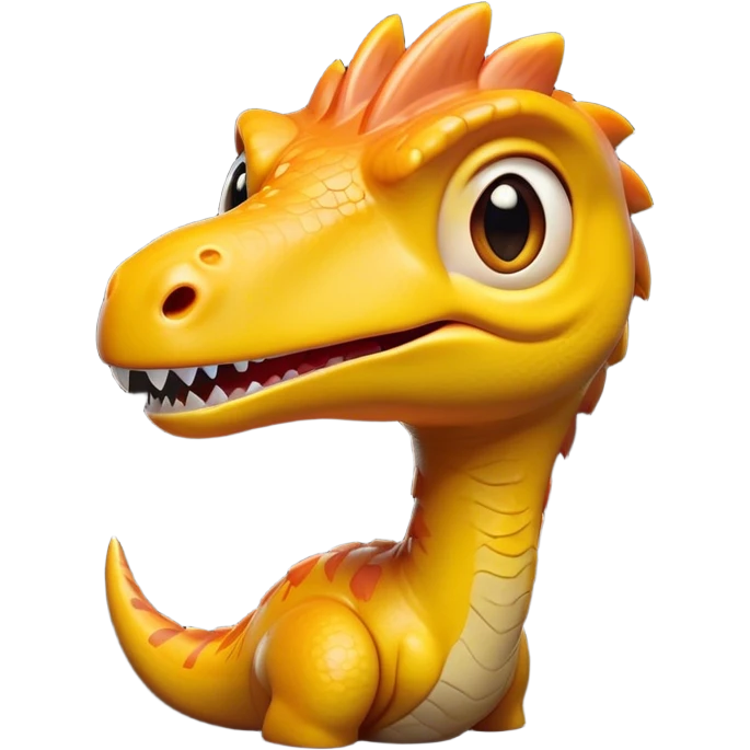 Cinematic Cute Velociraptor Portrait Emoji, Head tilted playfully with a mischievous grin, featuring a compact, agile form with bright, sparkling eyes and a slightly curved snout full of playful charm, Simplified yet irresistibly adorable features, highly detailed, glowing with a warm, inviting prehistoric glow, high shine, affectionate and lively, stylized with a touch of whimsical dinosaur mischief, soft glowing outline, capturing the essence of a mischievous yet endearing Velociraptor that seems as if it could dart out of the screen into your arms! emoji