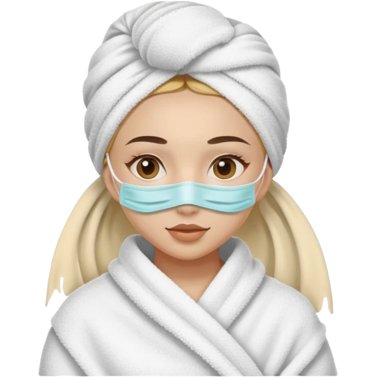 Chica con mascarilla y una tualla en la cabeza emoji