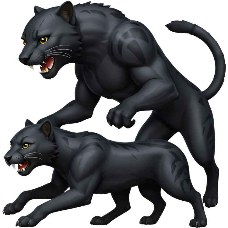 A black panther killing a wolf emoji