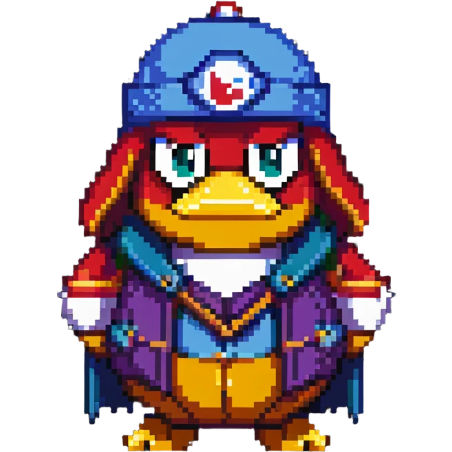King Dedede from Kirby in detective attire, pixel art style emoji
