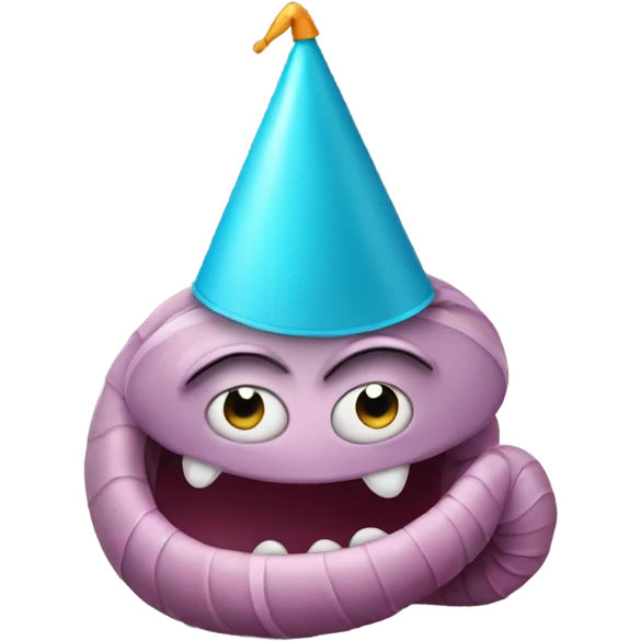 Worm wearing party hat  emoji