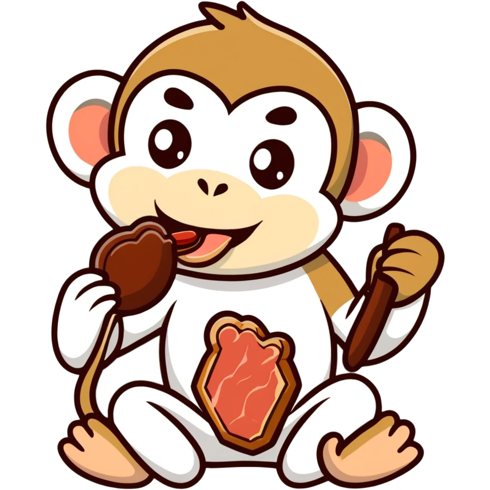 A monkey eating a steak  emoji