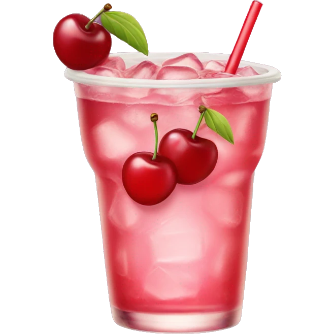 Shirley temple drink with a cherry emoji