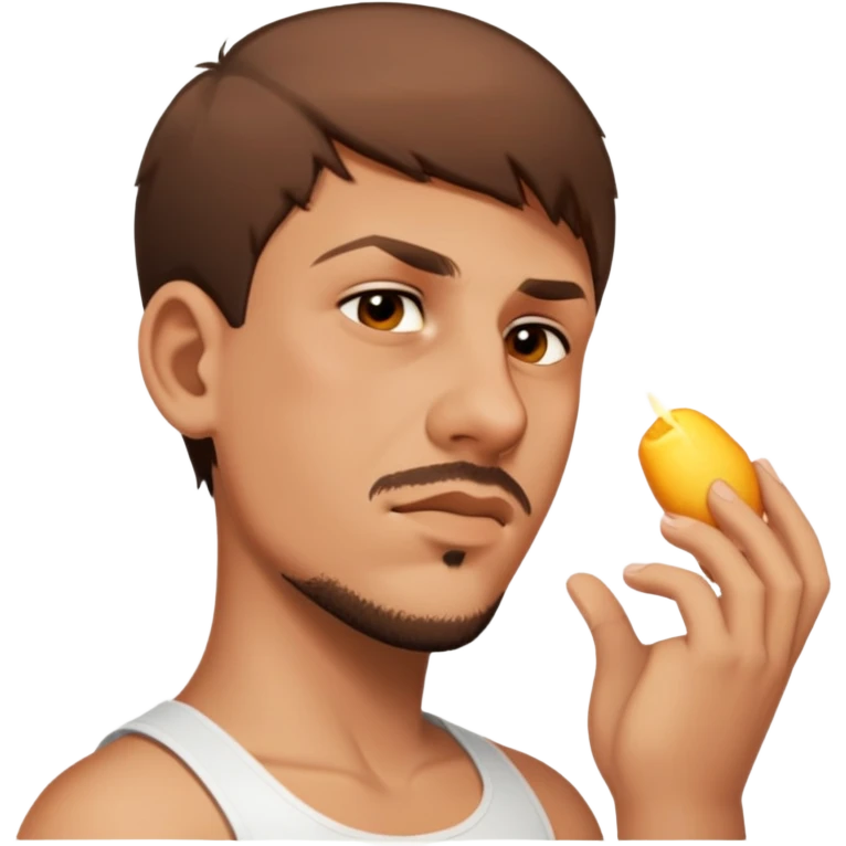 male, wearing a white tank top, brown short hair emoji