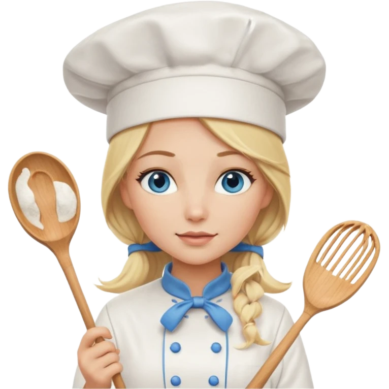 Sexy Long Blonde hair blue eyed female chef emoji